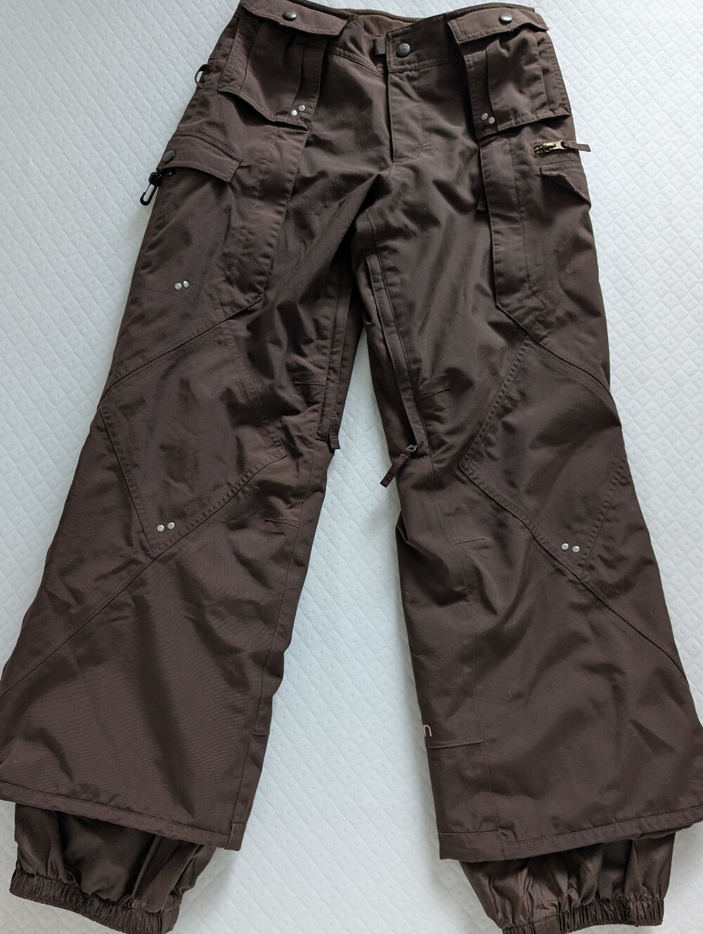 Burton Women Brown Cargo Snowboard Pants Adjustable waist, multi pockets size XS
